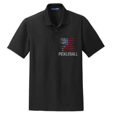 US Flag Pickleball Player Paddleball Lover Dry Zone Grid Polo