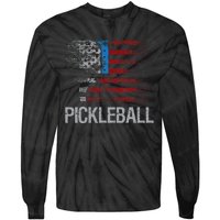 US Flag Pickleball Player Paddleball Lover Tie-Dye Long Sleeve Shirt