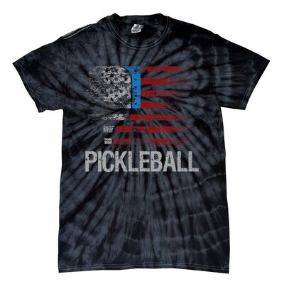 US Flag Pickleball Player Paddleball Lover Tie-Dye T-Shirt