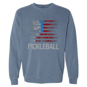 US Flag Pickleball Player Paddleball Lover Garment-Dyed Sweatshirt