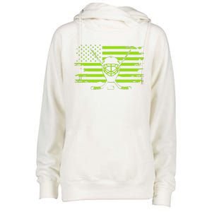 US Flag Patriotic American Hockey Player Ice Hockey Womens Funnel Neck Pullover Hood