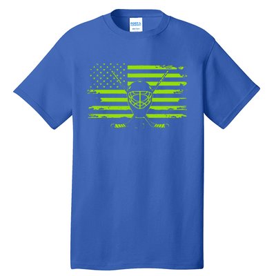 US Flag Patriotic American Hockey Player Ice Hockey Tall T-Shirt