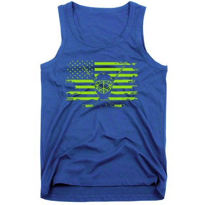 US Flag Patriotic American Hockey Player Ice Hockey Tank Top