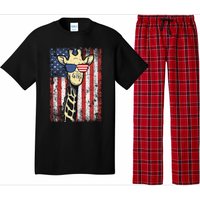 Usa Flag Patriotic Giraffe Sunglasses Funny Animal Lover Pajama Set