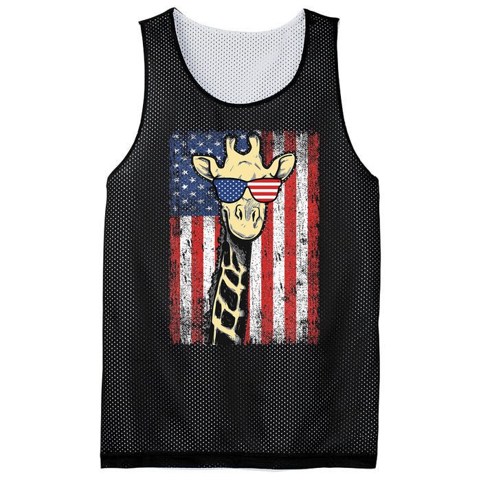 Usa Flag Patriotic Giraffe Sunglasses Funny Animal Lover Mesh Reversible Basketball Jersey Tank