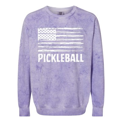 USA Flag Pickleball Vintage Cool Colorblast Crewneck Sweatshirt