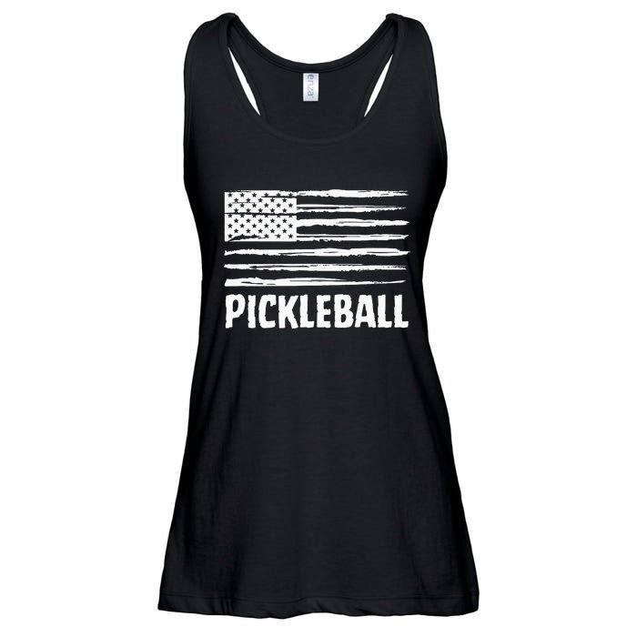 USA Flag Pickleball Vintage Cool Ladies Essential Flowy Tank