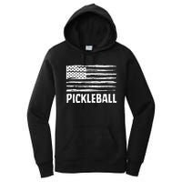 USA Flag Pickleball Vintage Cool Women's Pullover Hoodie