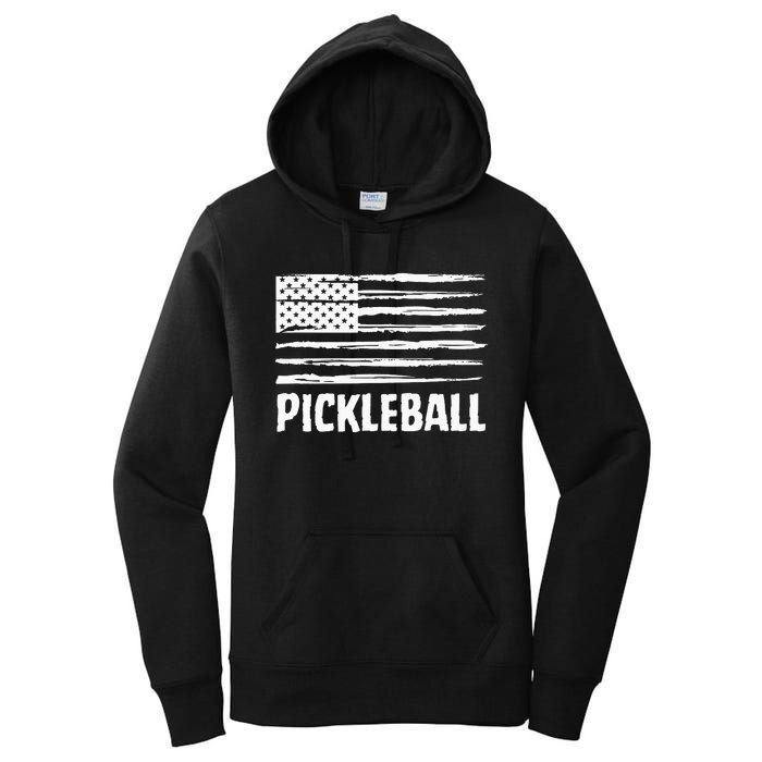 USA Flag Pickleball Vintage Cool Women's Pullover Hoodie