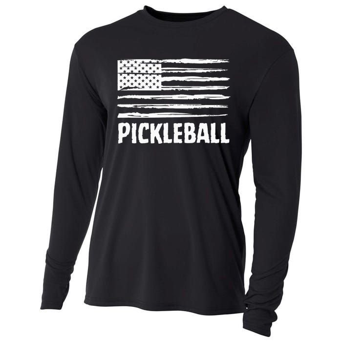 USA Flag Pickleball Vintage Cool Cooling Performance Long Sleeve Crew