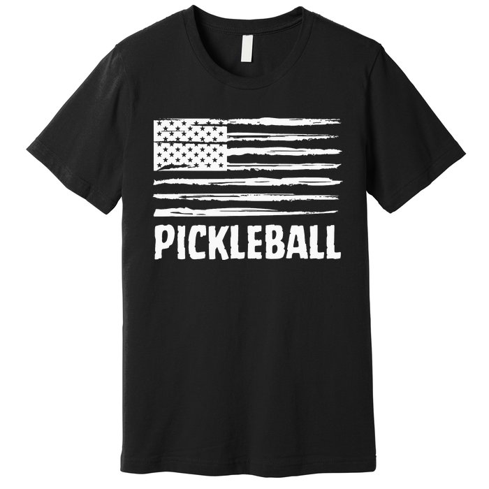 USA Flag Pickleball Vintage Cool Premium T-Shirt