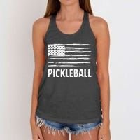 USA Flag Pickleball Vintage Cool Women's Knotted Racerback Tank