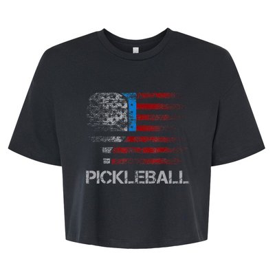 Us Flag Pickleball Player Paddleball Lover Bella+Canvas Jersey Crop Tee