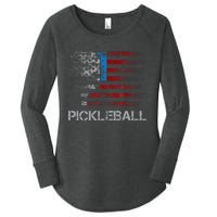 Us Flag Pickleball Player Paddleball Lover Women's Perfect Tri Tunic Long Sleeve Shirt