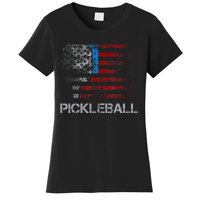 Us Flag Pickleball Player Paddleball Lover Women's T-Shirt