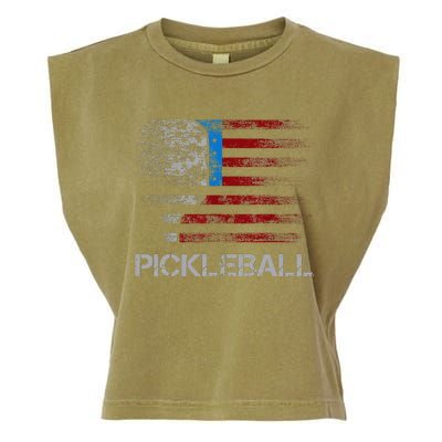 Us Flag Pickleball Player Paddleball Lover Garment-Dyed Women's Muscle Tee