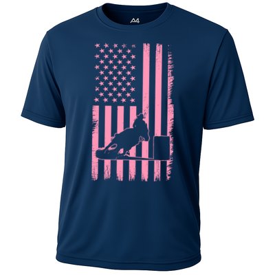 Us Flag Pink Cowgirl Rodeo Western Horse Barrel Racing Performance Shirt