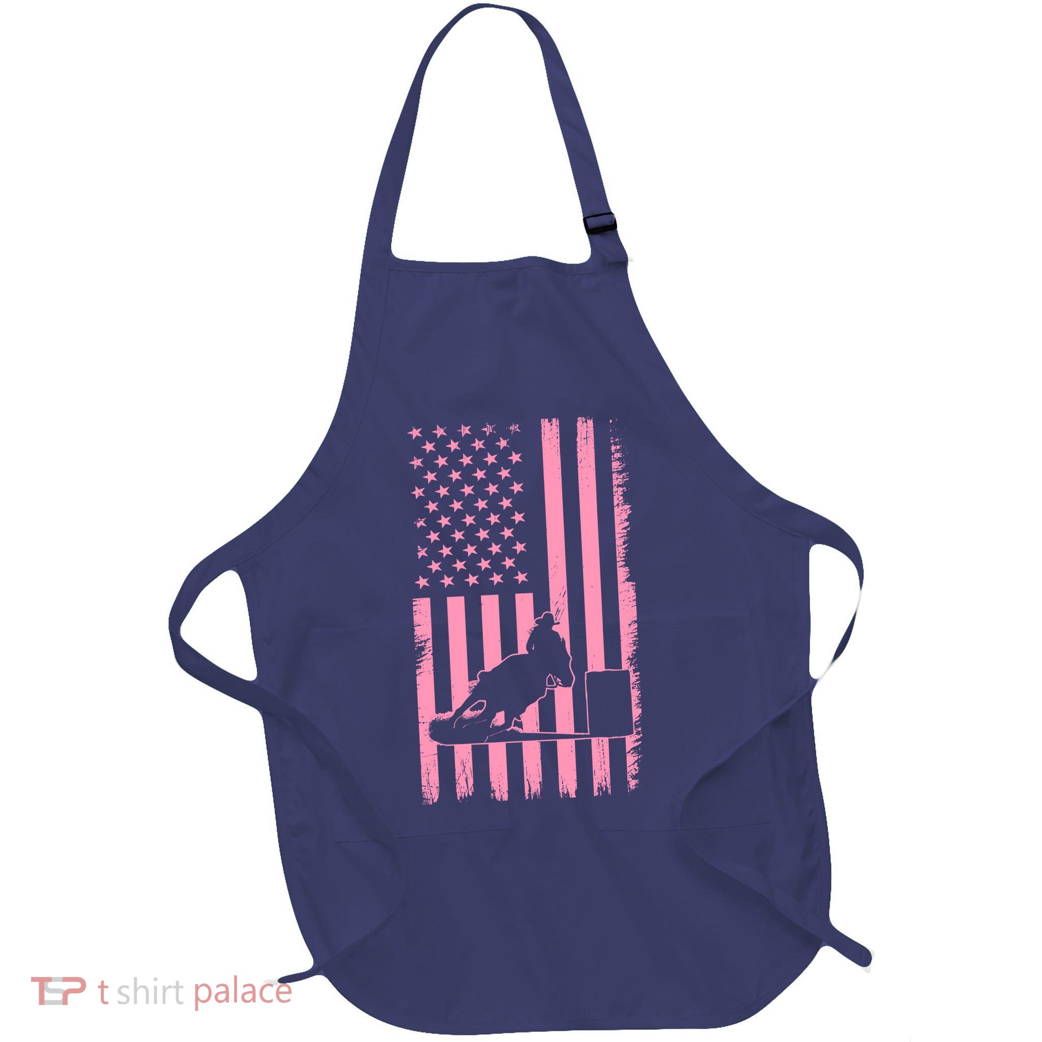 Us Flag Pink Cowgirl Rodeo Western Horse Barrel Racing Apron