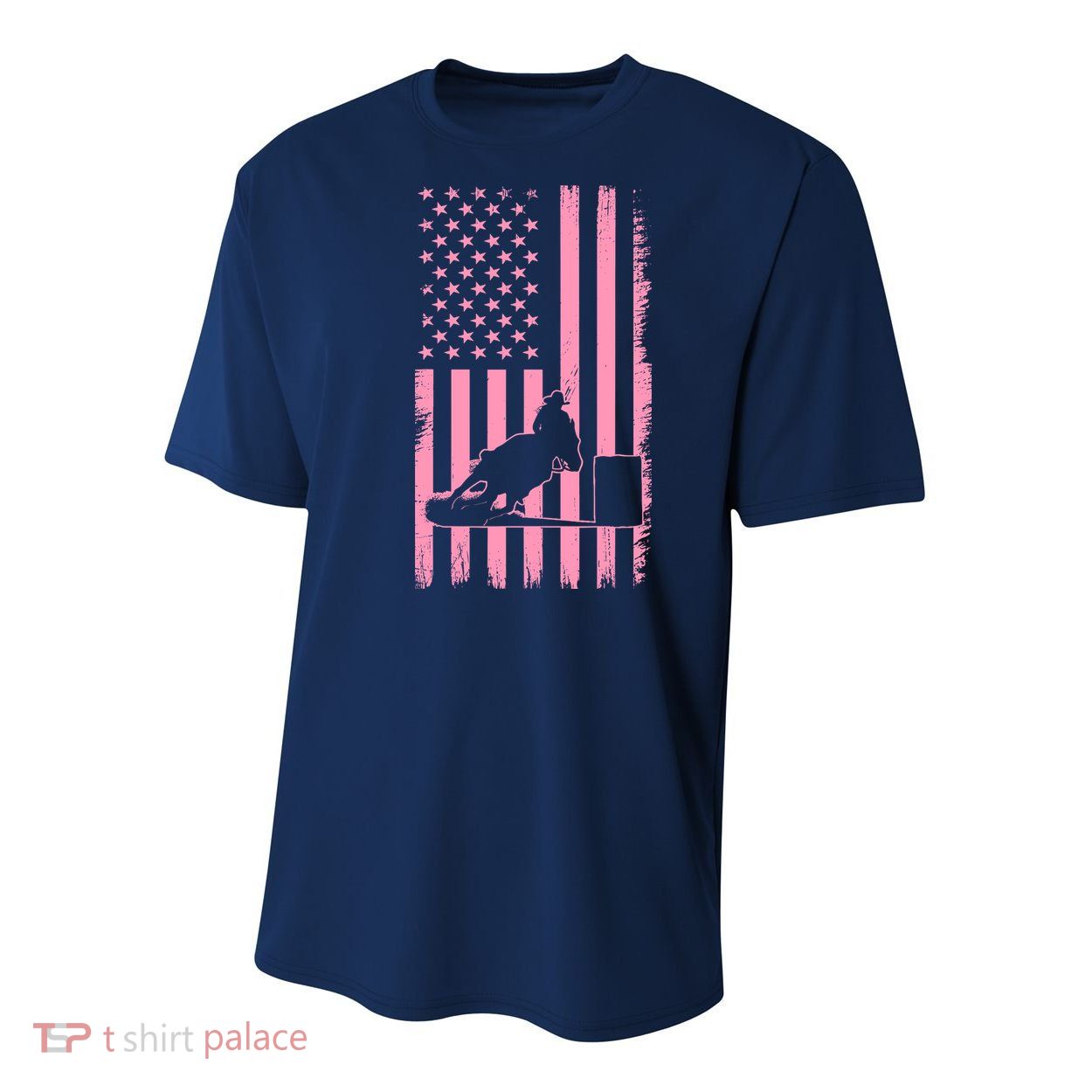 Us Flag Pink Cowgirl Rodeo Western Horse Barrel Racing Youth Performance Sprint T-Shirt