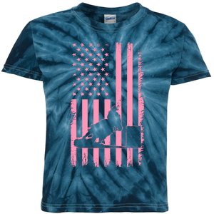 Us Flag Pink Cowgirl Rodeo Western Horse Barrel Racing Kids Tie-Dye T-Shirt