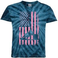 Us Flag Pink Cowgirl Rodeo Western Horse Barrel Racing Kids Tie-Dye T-Shirt