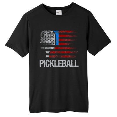 US Flag Pickleball Player Paddleball Lover Tall Fusion ChromaSoft Performance T-Shirt