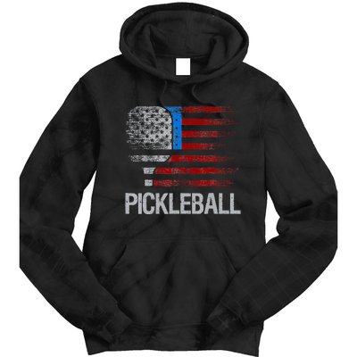 US Flag Pickleball Player Paddleball Lover Tie Dye Hoodie