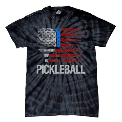 US Flag Pickleball Player Paddleball Lover Tie-Dye T-Shirt