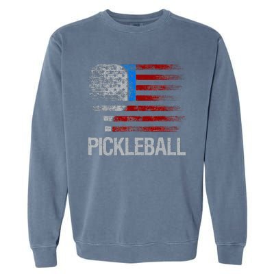 US Flag Pickleball Player Paddleball Lover Garment-Dyed Sweatshirt