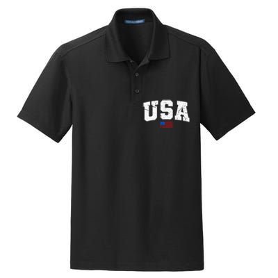 USA Flag Patriotic 4th Of July America Day Of Independence Dry Zone Grid Polo