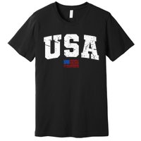 USA Flag Patriotic 4th Of July America Day Of Independence Premium T-Shirt