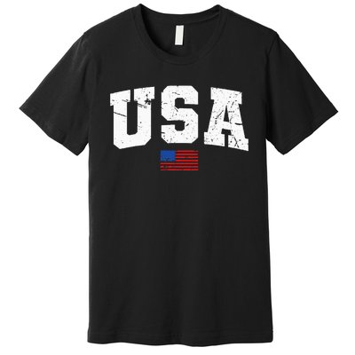 USA Flag Patriotic 4th Of July America Day Of Independence Premium T-Shirt