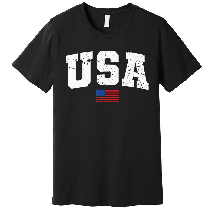 USA Flag Patriotic 4th Of July America Day Of Independence Premium T-Shirt