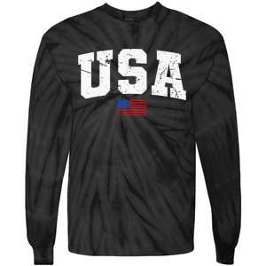 USA Flag Patriotic 4th Of July America Day Of Independence Tie-Dye Long Sleeve Shirt