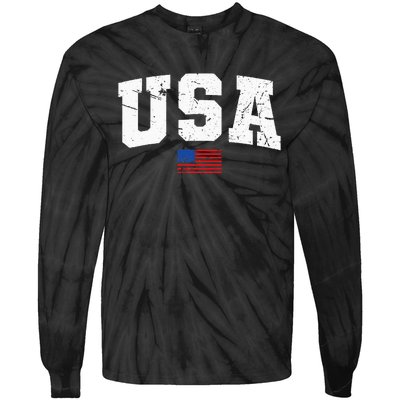 USA Flag Patriotic 4th Of July America Day Of Independence Tie-Dye Long Sleeve Shirt