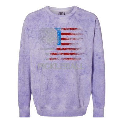 Us Flag Pickleball Player Paddleball Lover Colorblast Crewneck Sweatshirt