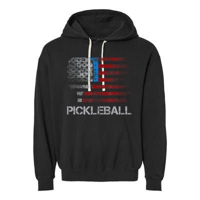 Us Flag Pickleball Player Paddleball Lover Garment-Dyed Fleece Hoodie