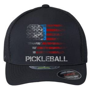 Us Flag Pickleball Player Paddleball Lover Flexfit Unipanel Trucker Cap