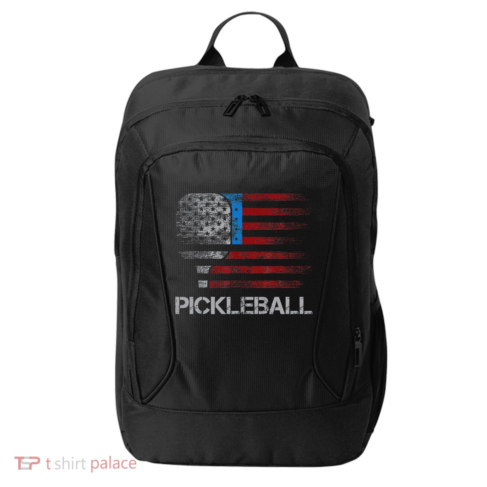 Us Flag Pickleball Player Paddleball Lover City Backpack