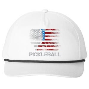 Us Flag Pickleball Player Paddleball Lover Snapback Five-Panel Rope Hat