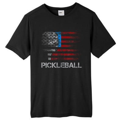 Us Flag Pickleball Player Paddleball Lover Tall Fusion ChromaSoft Performance T-Shirt