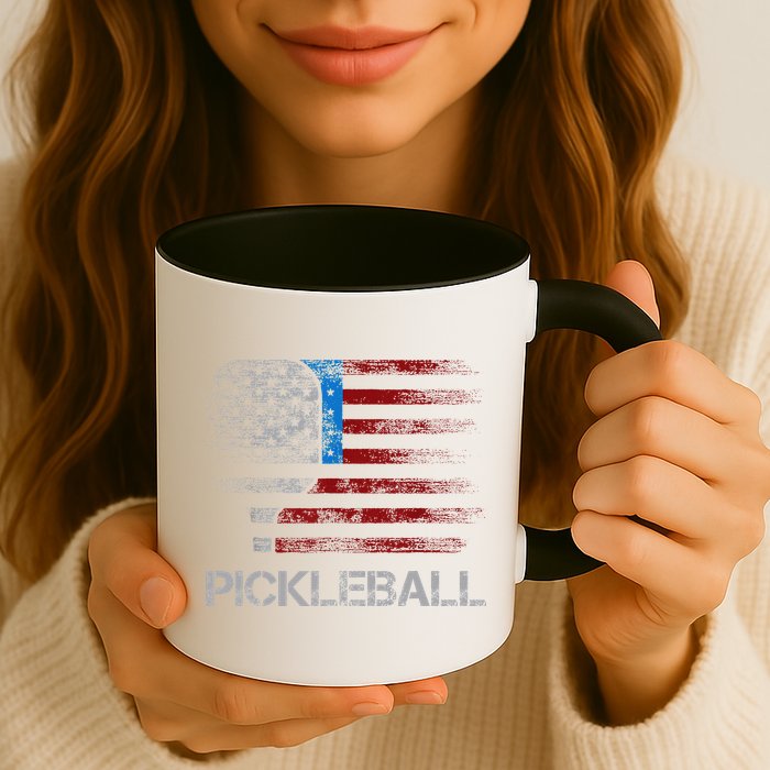 Us Flag Pickleball Player Paddleball Lover Mug