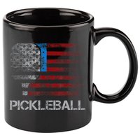 Us Flag Pickleball Player Paddleball Lover 11oz C Handle Ceramic Mug