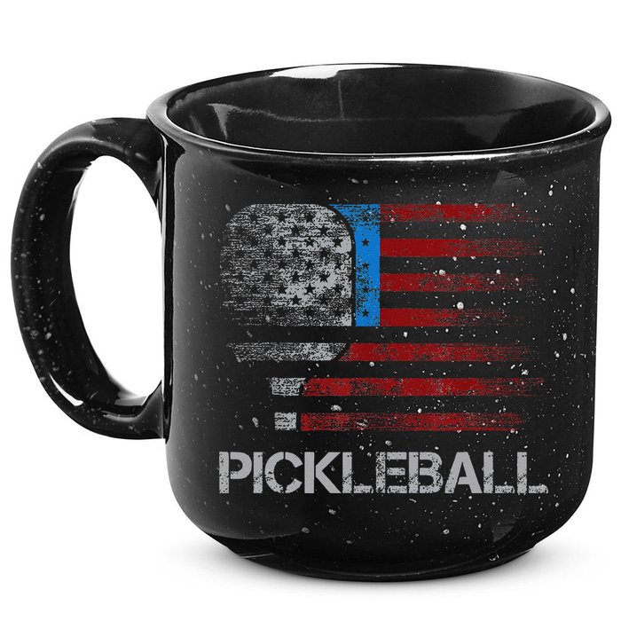 Us Flag Pickleball Player Paddleball Lover 15oz Campfire Ceramic Mug