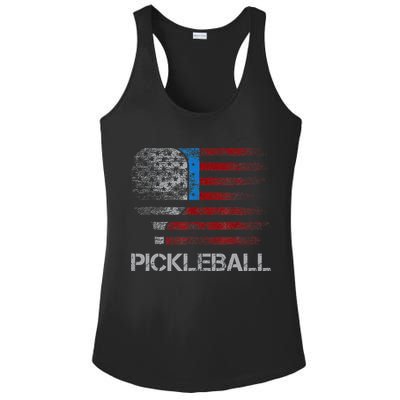 Us Flag Pickleball Player Paddleball Lover Ladies PosiCharge Competitor Racerback Tank