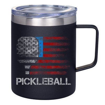 Us Flag Pickleball Player Paddleball Lover 12oz Stainless Steel Coffee Mug