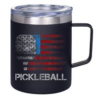 Us Flag Pickleball Player Paddleball Lover 12oz Stainless Steel Coffee Mug