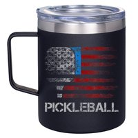 Us Flag Pickleball Player Paddleball Lover 12oz Stainless Steel Coffee Mug