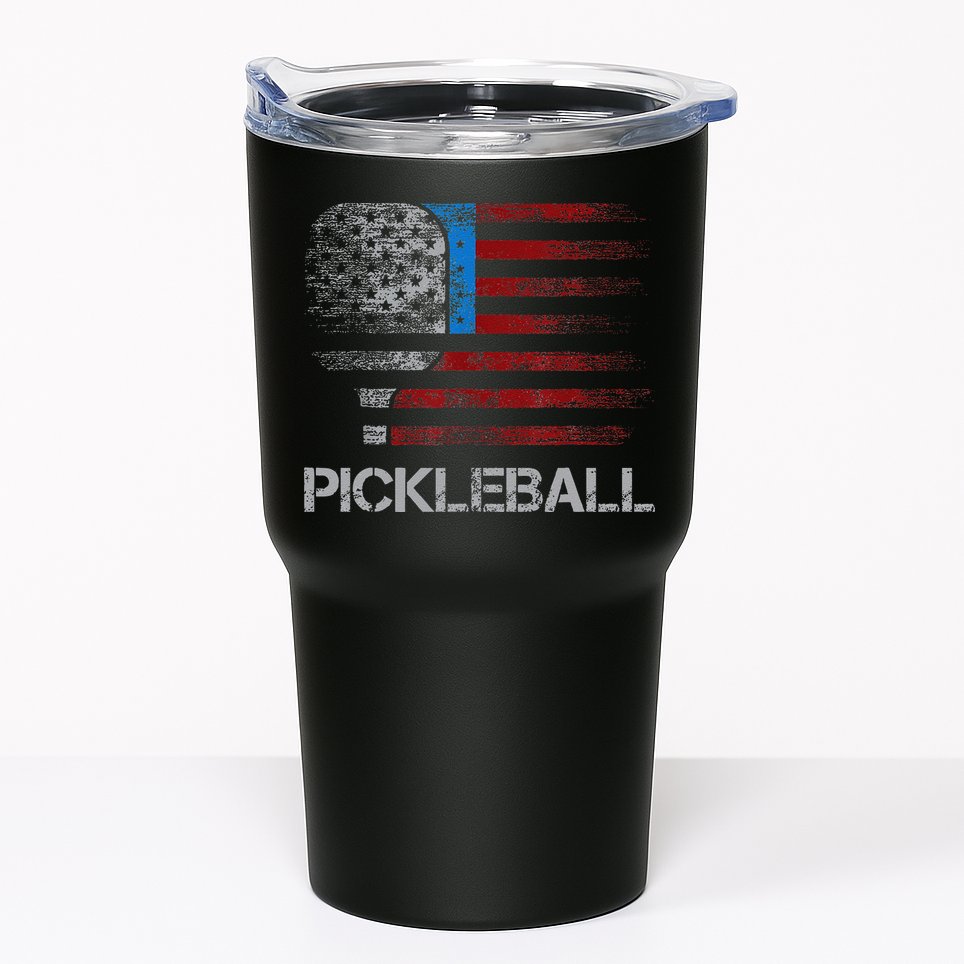 Us Flag Pickleball Player Paddleball Lover Tumbler