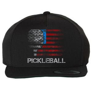 Us Flag Pickleball Player Paddleball Lover Wool Snapback Cap